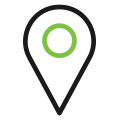 ikona znacznika lokalizacji, czarno-zielona